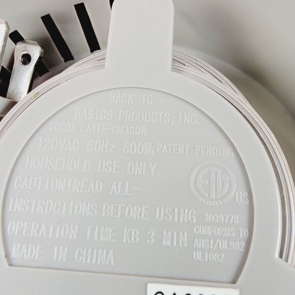 Back To Basics Cocoa Latte Hot Drink Maker with Dispenser Spout Model CM300W - Picture 11 of 13